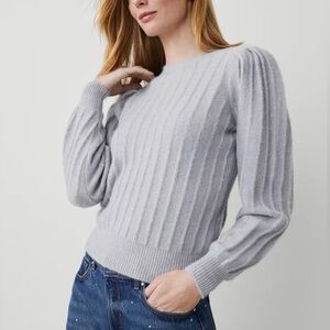 NWT Ann Taylor Ribbed Puff Sleeve Sweater Size M